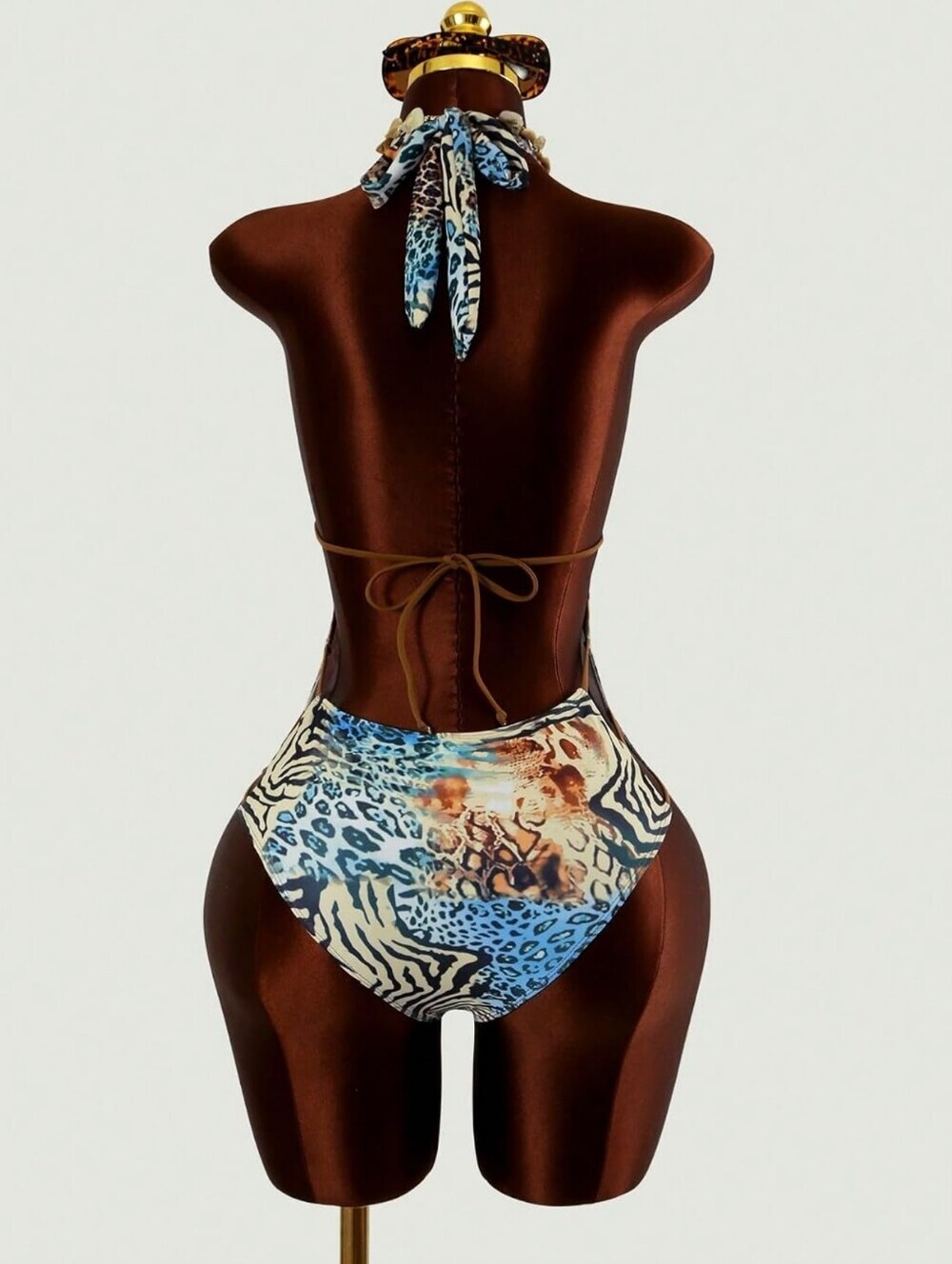 Sexy Animal Print Plunge One-Piece Cheeky High Sides - Picture 5 of 11